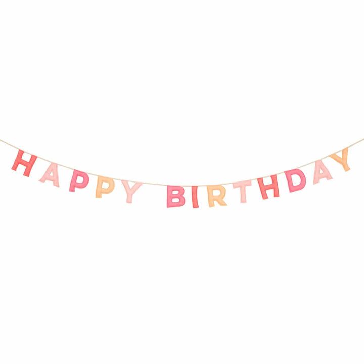 Pink Happy Birthday Felt Party Garland | Meri Meri Bunting Pink Happy Birthday Felt Party Garland