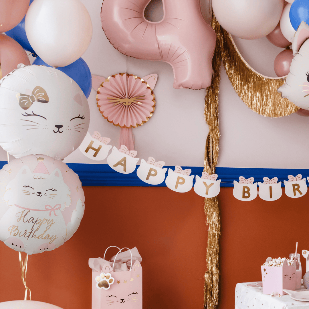 Pink Happy Birthday Kitty Foil Balloon - Cat Party Decorations Balloons Pink Happy Birthday Kitty Foil Balloon