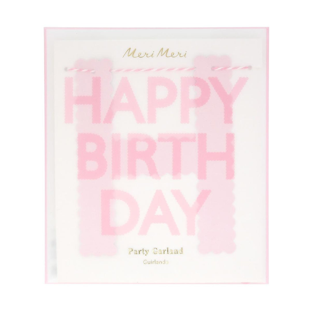 Pink Happy Birthday Party Garland | Meri Meri Bunting Pink Happy Birthday Party Garland