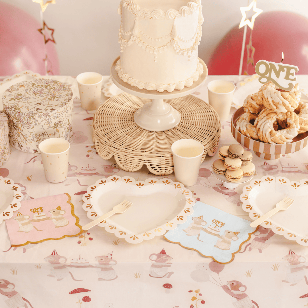 Pink Mouse 1st Birthday Party Napkins x 12 - 1st Birthday Party Supplies Paper Napkins Pink Mouse 1st Birthday Party Napkins x 12