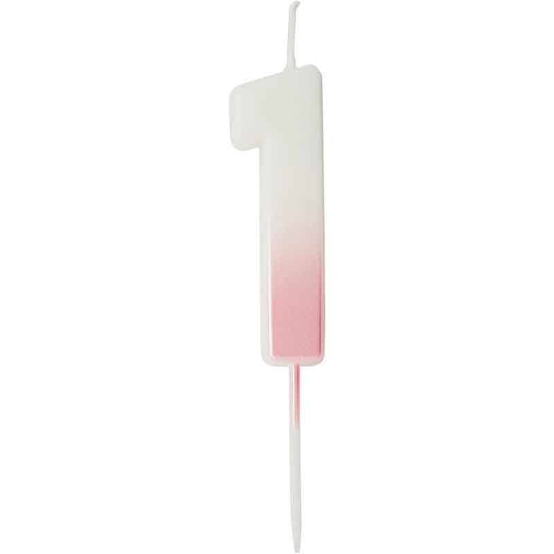 Pink Ombre Number 1 Cake Candle - Birthday Cake Candles Birthday Candles Pink Ombre Number 1 Cake Candle
