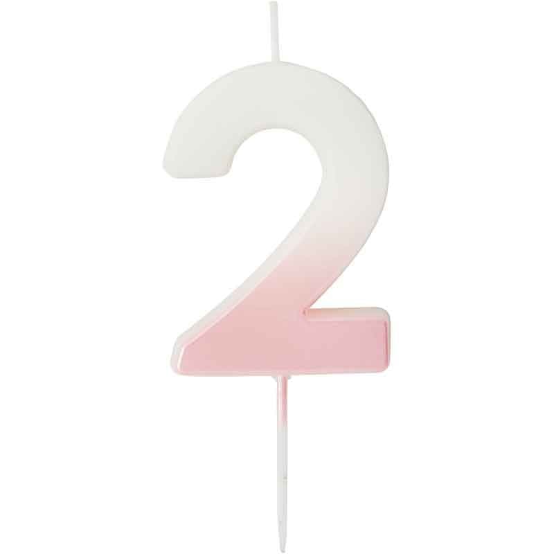 Pink Ombre Number 2 Cake Candle - Birthday Cake Candles Birthday Candles Pink Ombre Number 2 Cake Candle