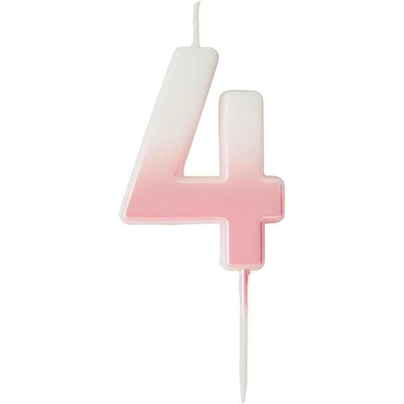 Pink Ombre Number 4 Cake Candle - Birthday Cake Candles Birthday Candles Pink Ombre Number 4 Cake Candle