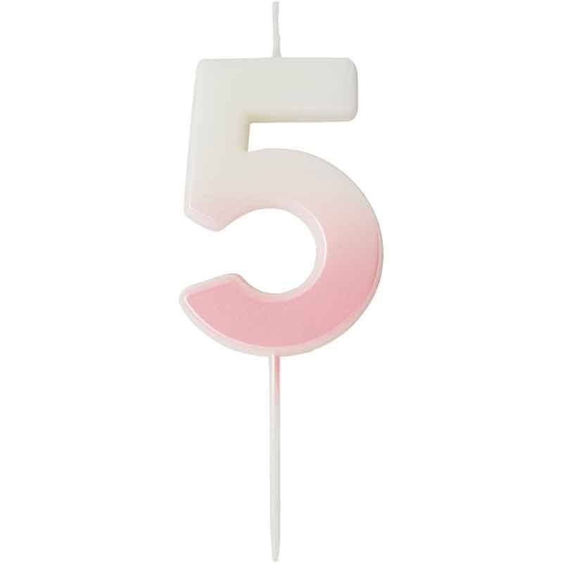 Pink Ombre Number 5 Cake Candle - Birthday Cake Candles Birthday Candles Pink Ombre Number 5 Cake Candle