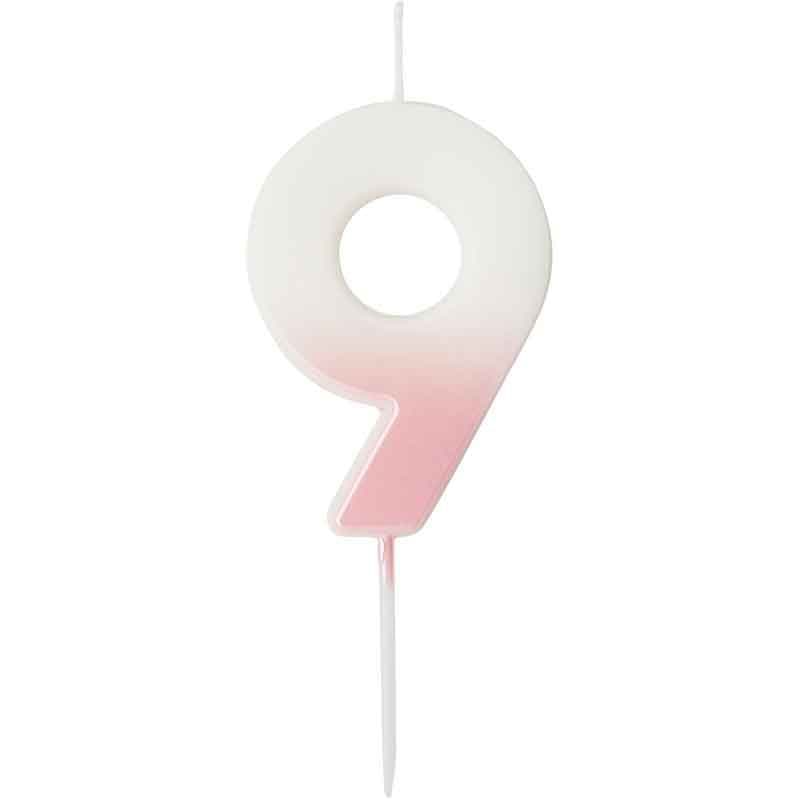 Pink Ombre Number Cake Candles (0-9) - Birthday Cake Candles Birthday Candles Pink Ombre Number Cake Candles (0-9) 9