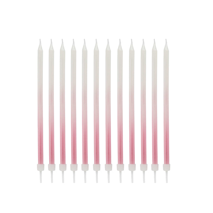 Pink Ombre Tall Skinny Candles - Pack of 12 - Birthday Cake Candles Birthday Candles Pink Ombre Tall Skinny Candles - Pack of 12