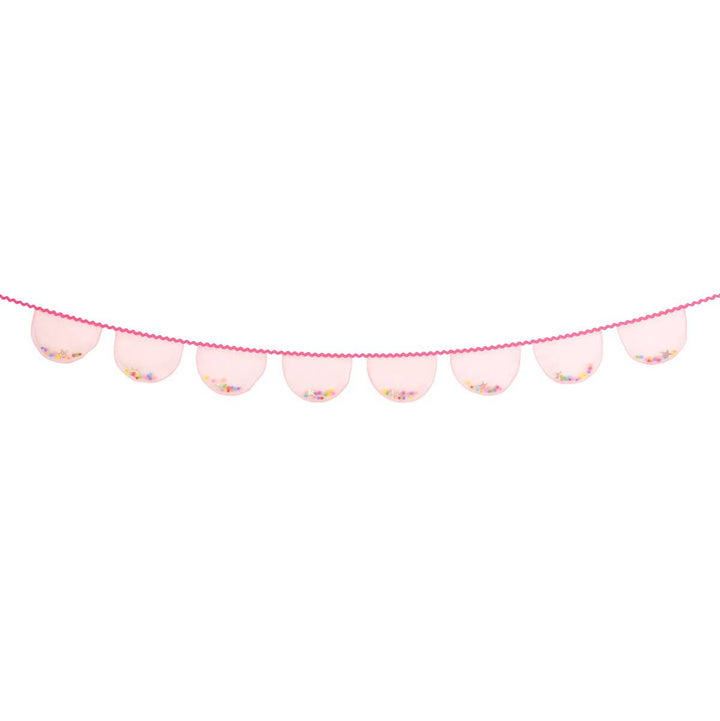 Pink Organza Pompom Party Garland | Meri Meri Bunting Pink Organza Pompom Party Garland