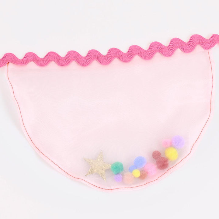 Pink Organza Pompom Party Garland | Meri Meri Bunting Pink Organza Pompom Party Garland