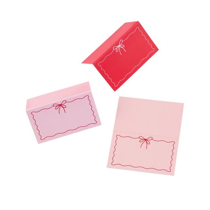 Pink &amp; Red Bow Place Cards x 12 place cards Pink &amp; Red Bow Place Cards x 12