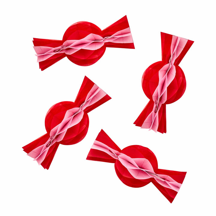 Pink & Red Christmas Honeycomb Sweets - Pack of 4 christmas decorations Pink & Red Christmas Honeycomb Sweets - Pack of 4