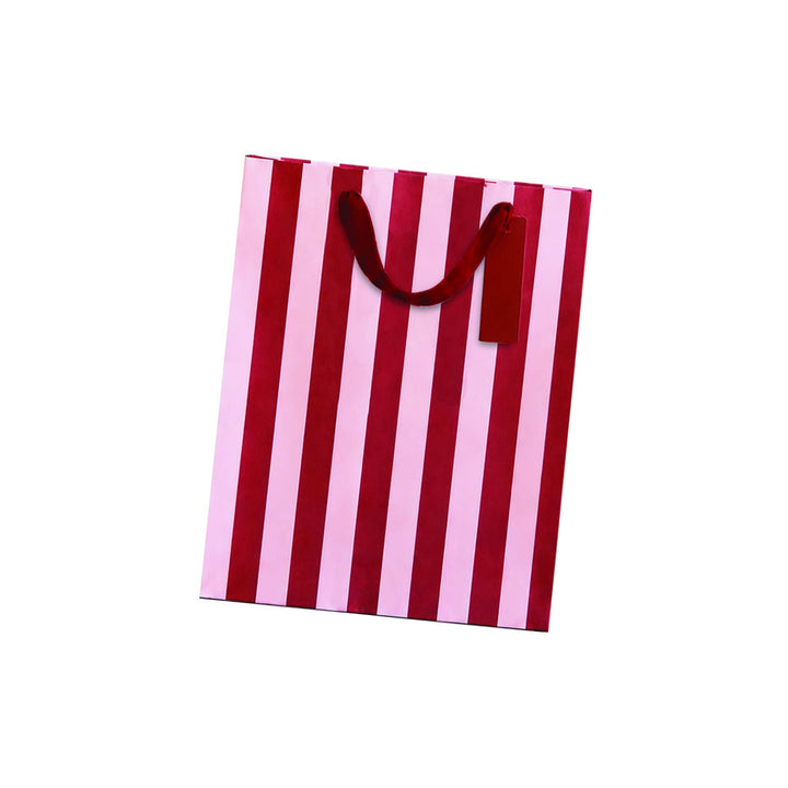 Pink &amp; Red Striped Small Gift Bag | Hootyballoo Christmas Gift Bags Gift Bags Pink &amp; Red Striped Small Gift Bag