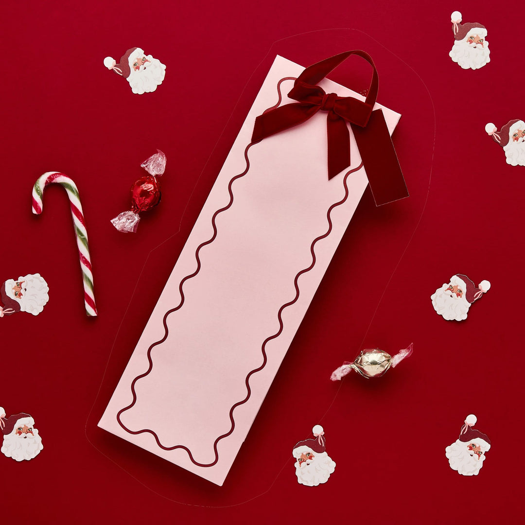 Pink &amp; Red Velvet Bow Bottle Bag | Hootyballoo Christmas Bottle Gift Bag Gift Bags Pink &amp; Red Velvet Bow Bottle Bag