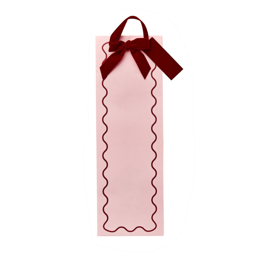 Pink &amp; Red Velvet Bow Bottle Bag | Hootyballoo Christmas Bottle Gift Bag Gift Bags Pink &amp; Red Velvet Bow Bottle Bag