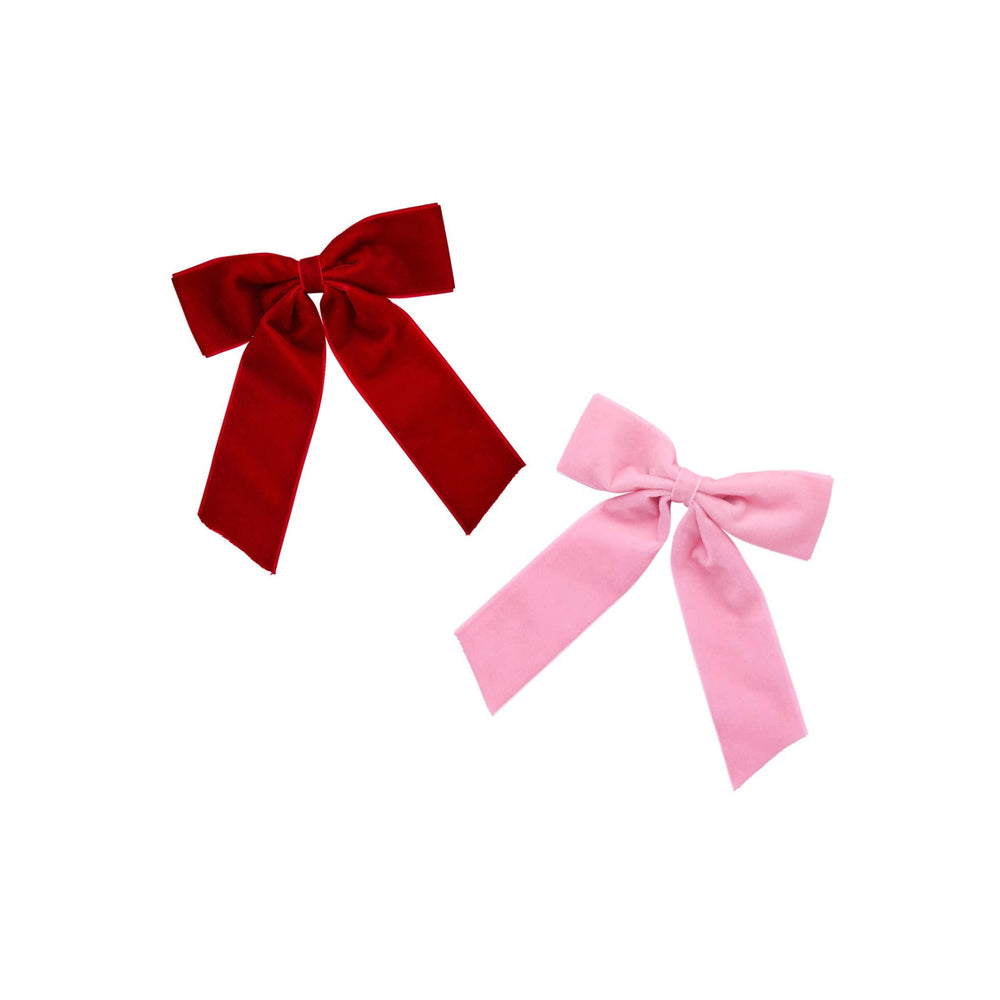 Pink & Red Velvet Bow Clip Decorations x 6 | Hootyballoo Christmas Bows christmas decorations Pink & Red Velvet Bow Clip Decorations x 6