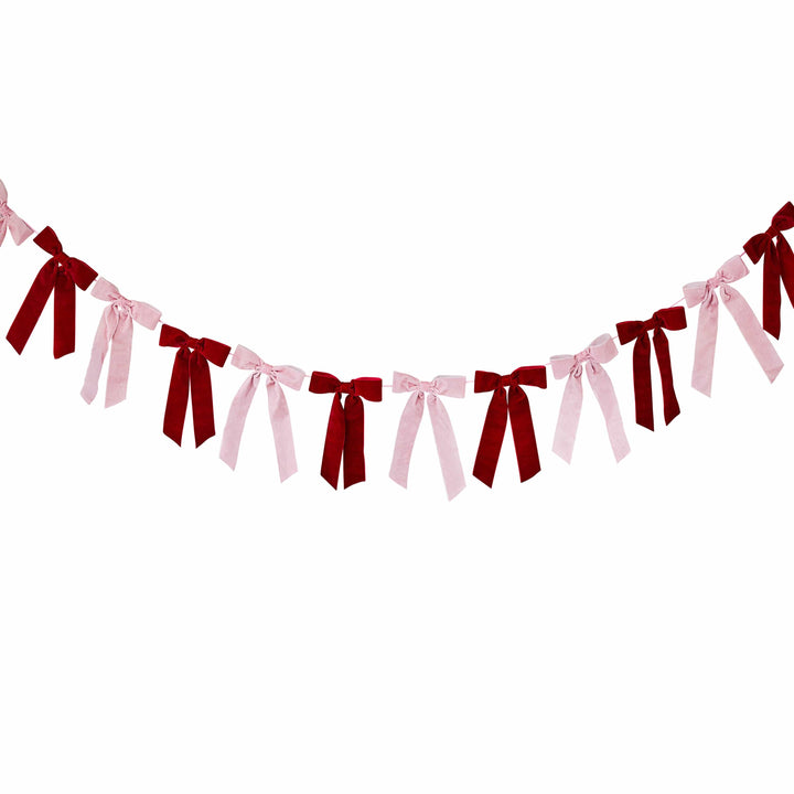 Pink & Red Velvet Bow Garland - 2m Bunting Pink & Red Velvet Bow Garland - 2m