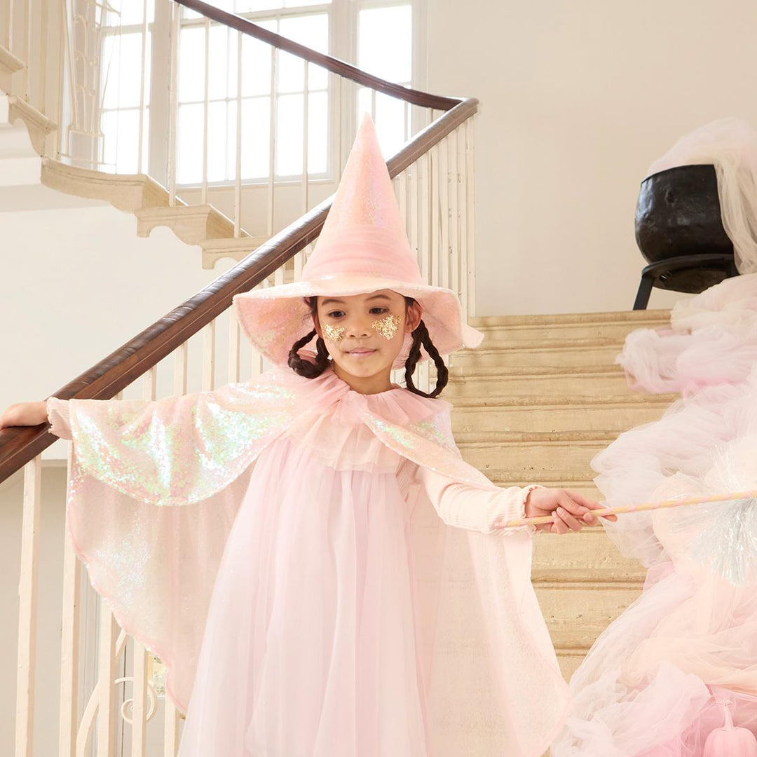 Pink Sequin Witch Party Hat | Meri Meri Halloween Party Party Hats Pink Sequin Witch Party Hat