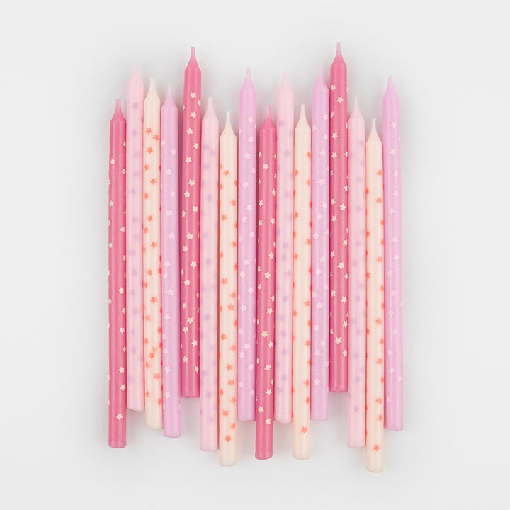 Pink Stars Party Candles x 16 | Meri Meri Birthday Candles Pink Stars Party Candles x 16
