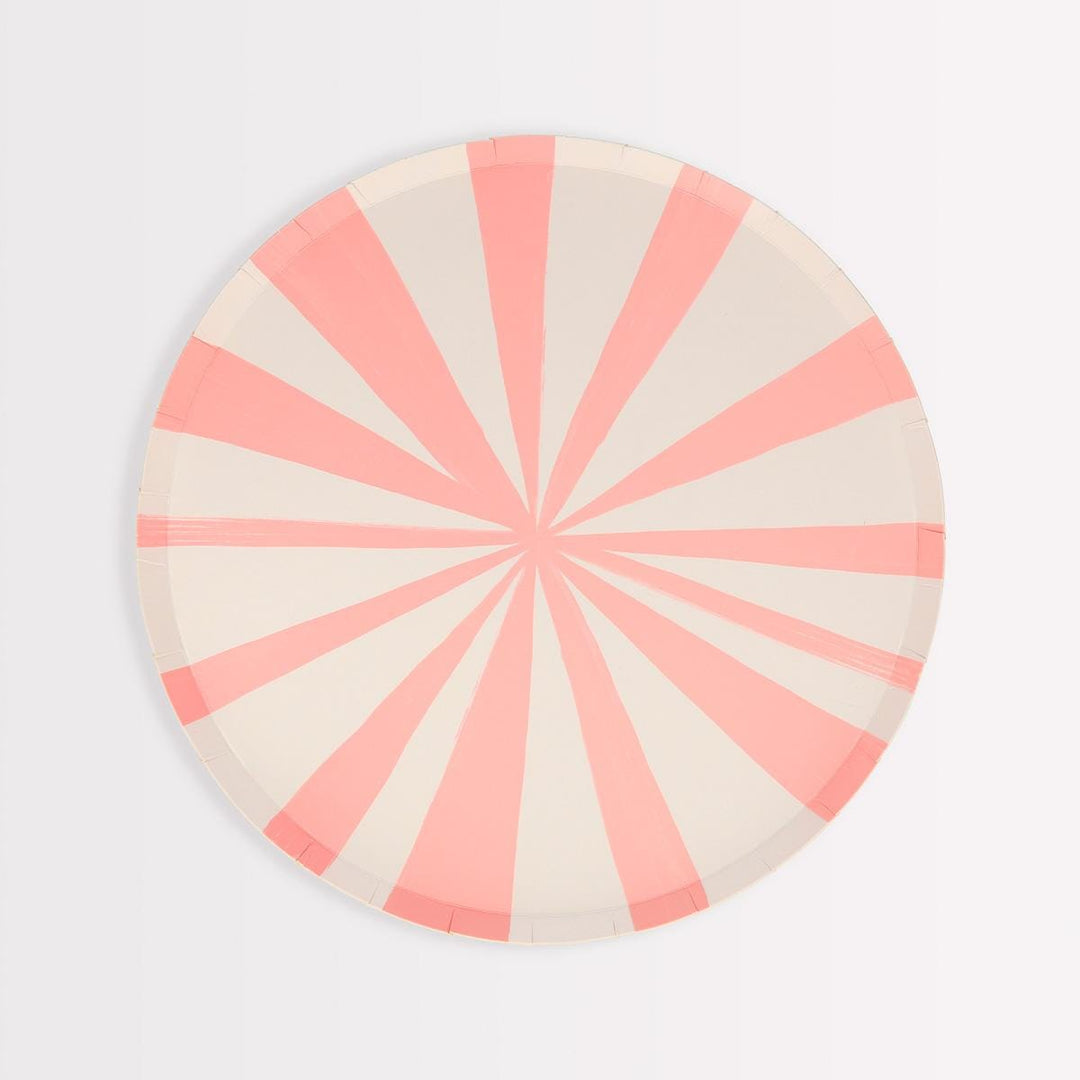 Pink Stripe Side Party Plates x 8 | Meri Meri party plates Pink Stripe Side Party Plates x 8