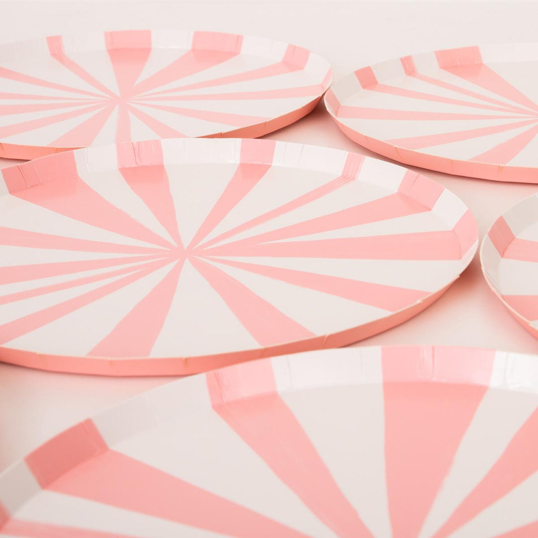 Pink Stripe Side Party Plates x 8 | Meri Meri party plates Pink Stripe Side Party Plates x 8