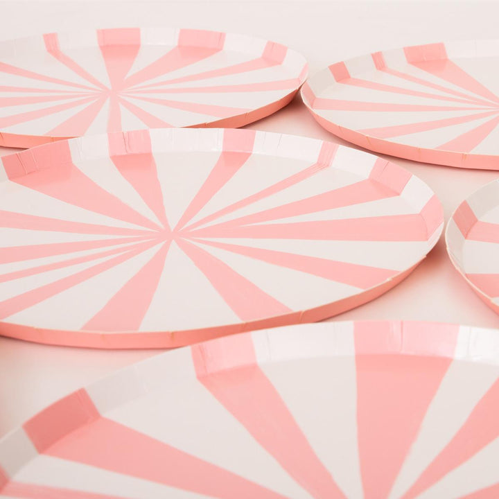 Pink Stripe Side Party Plates x 8 | Meri Meri party plates Pink Stripe Side Party Plates x 8
