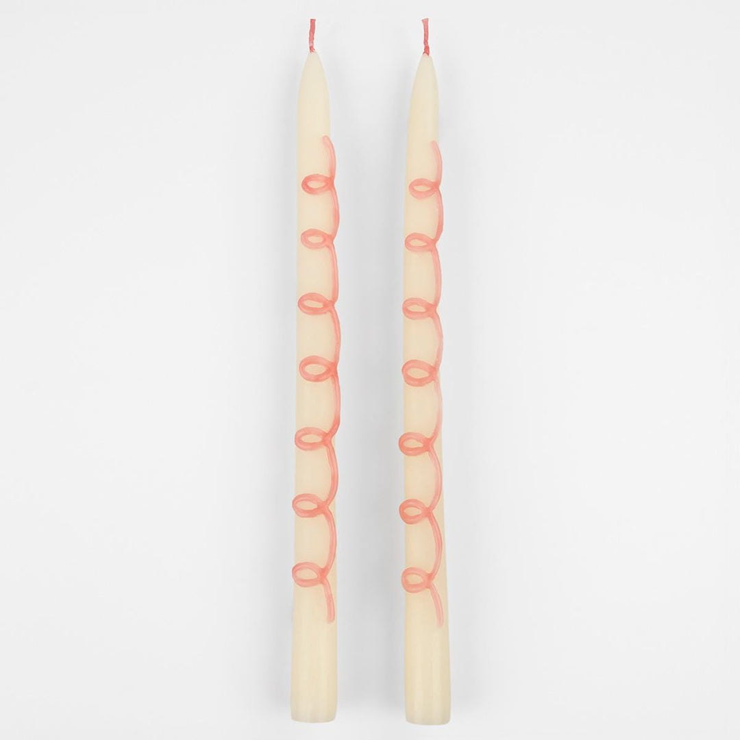 Pink Swirl Taper Candles x 2 | Meri Meri Candle Pink Swirl Taper Candles x 2