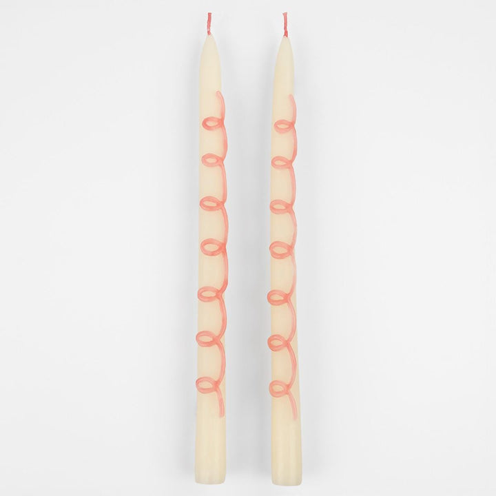 Pink Swirl Taper Candles x 2 | Meri Meri Candle Pink Swirl Taper Candles x 2