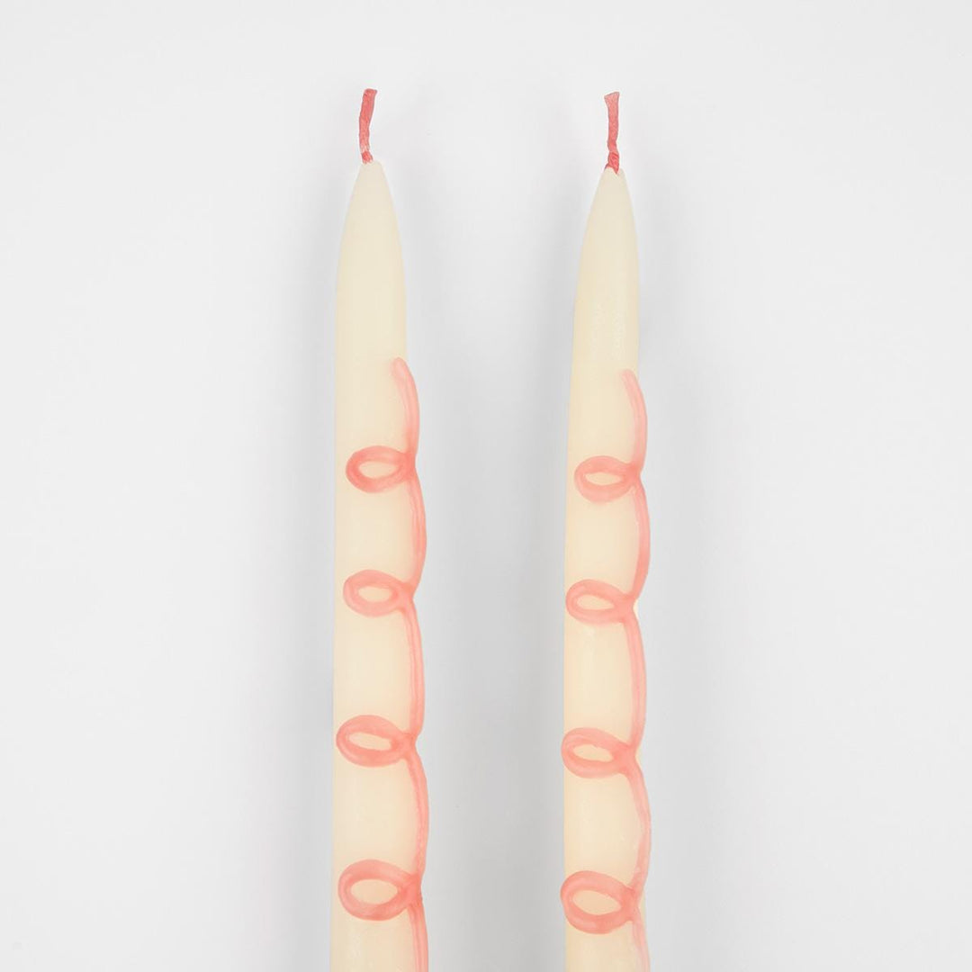 Pink Swirl Taper Candles x 2 | Meri Meri Candle Pink Swirl Taper Candles x 2