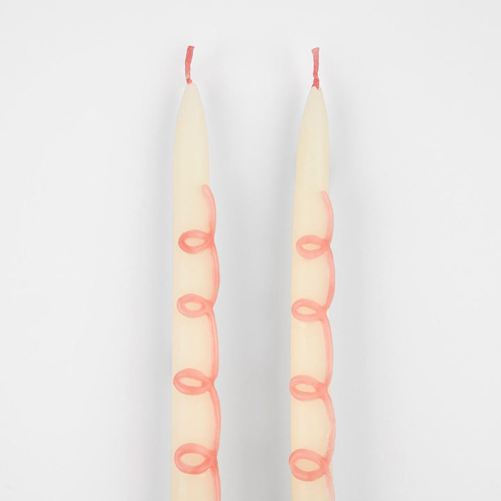 Pink Swirl Taper Candles x 2 | Meri Meri Candle Pink Swirl Taper Candles x 2