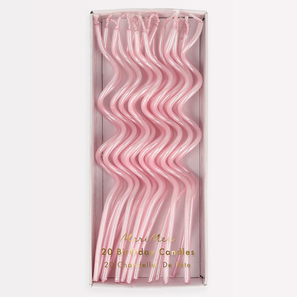 Pink Swirly Party Candles x 20 | Meri Meri Birthday Candles Pink Swirly Party Candles x 20