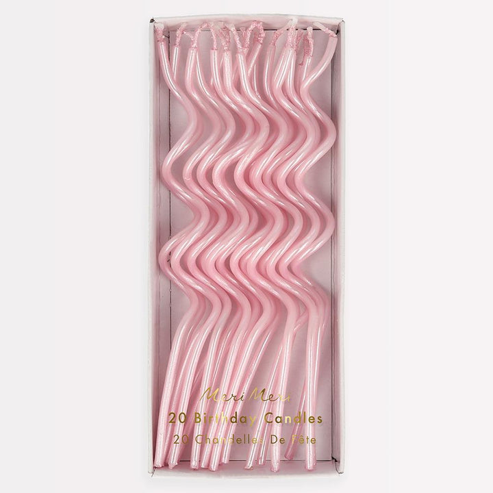 Pink Swirly Party Candles x 20 | Meri Meri Birthday Candles Pink Swirly Party Candles x 20