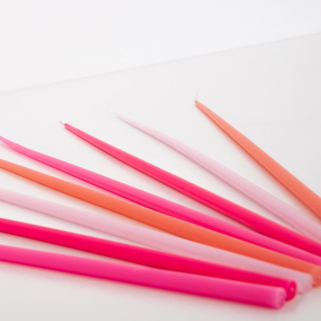 Pink Tall Tapered Party Candles x 12 | Meri Meri Birthday Candles Pink Tall Tapered Party Candles x 12