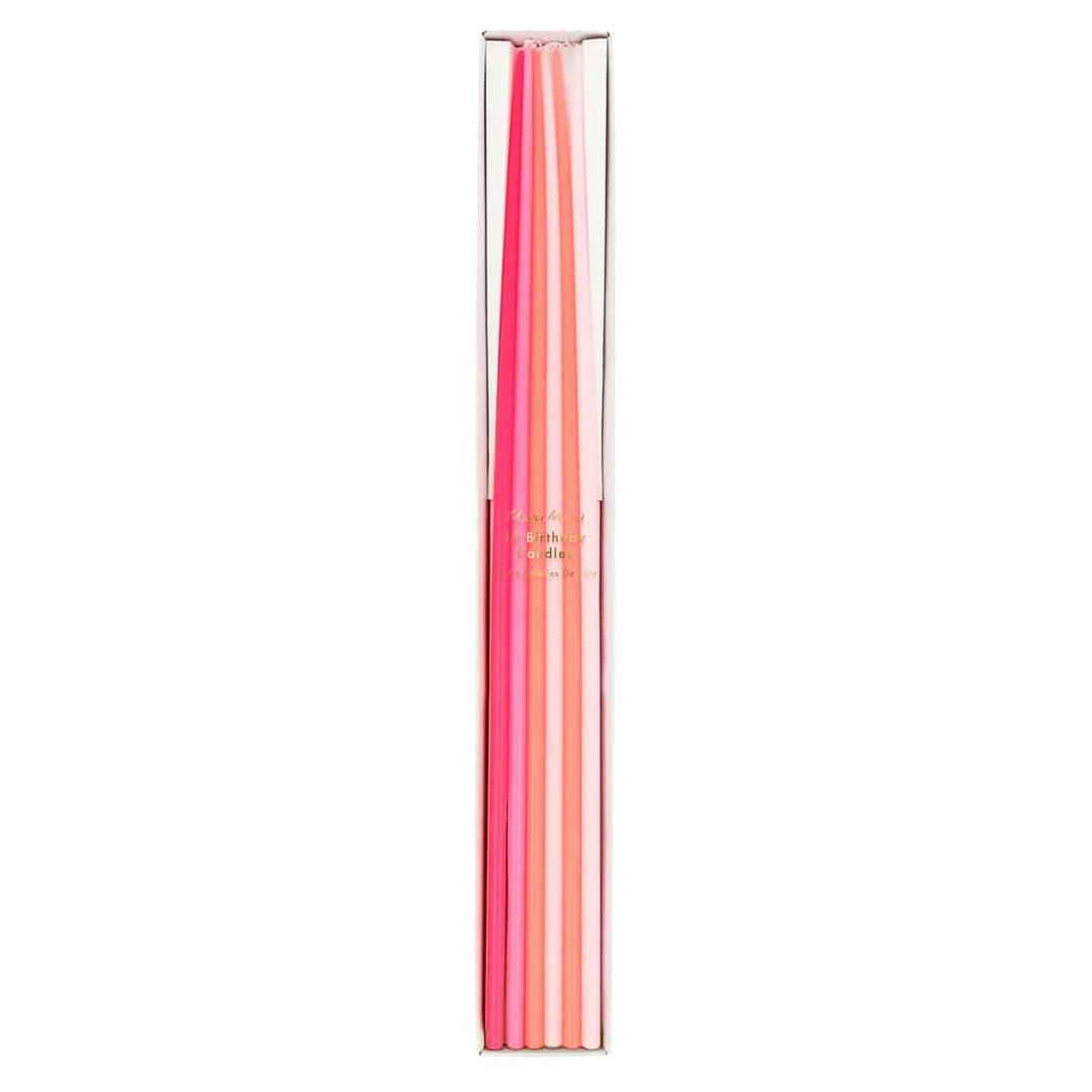 Pink Tall Tapered Party Candles x 12 | Meri Meri Birthday Candles Pink Tall Tapered Party Candles x 12