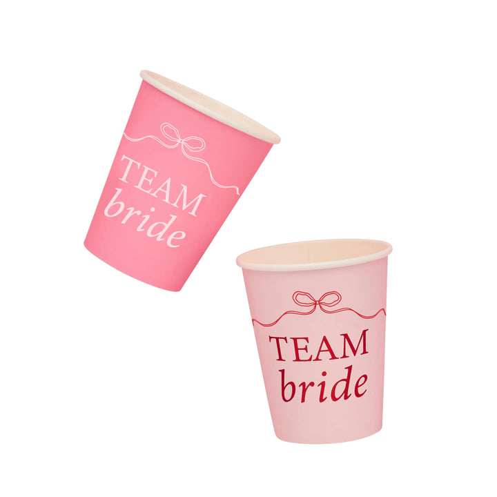 Pink Team Bride Paper Cups x 8 | Hen Party Supplies UK Disposable Cups Pink Team Bride Paper Cups x 8