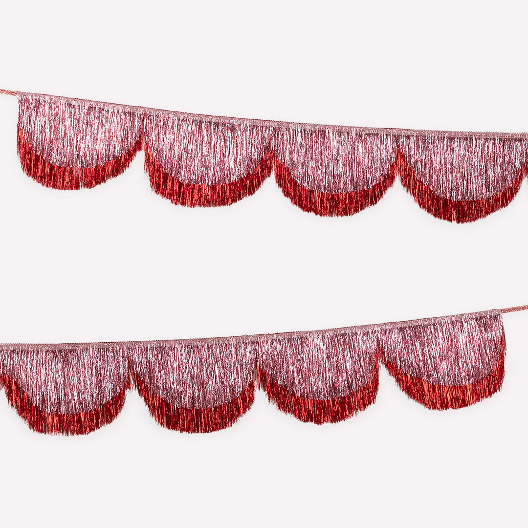 Pink Tinsel Scallop Christmas Garland | Meri Meri Christmas Garlands Bunting Pink Tinsel Scallop Christmas Garland