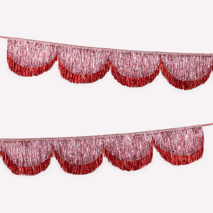 Pink Tinsel Scallop Christmas Garland | Meri Meri Christmas Garlands Bunting Pink Tinsel Scallop Christmas Garland