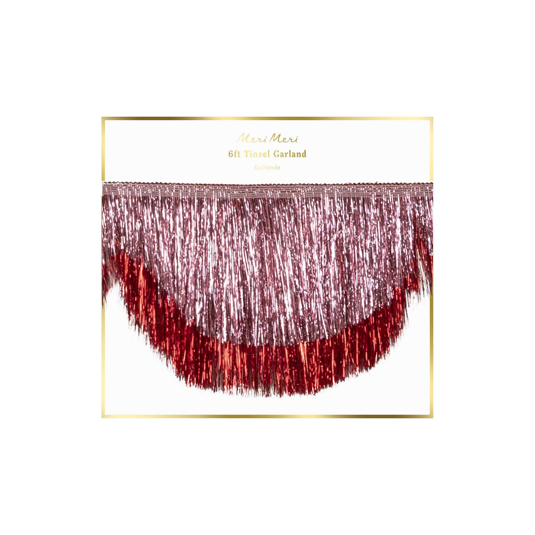 Pink Tinsel Scallop Christmas Garland | Meri Meri Christmas Garlands Bunting Pink Tinsel Scallop Christmas Garland