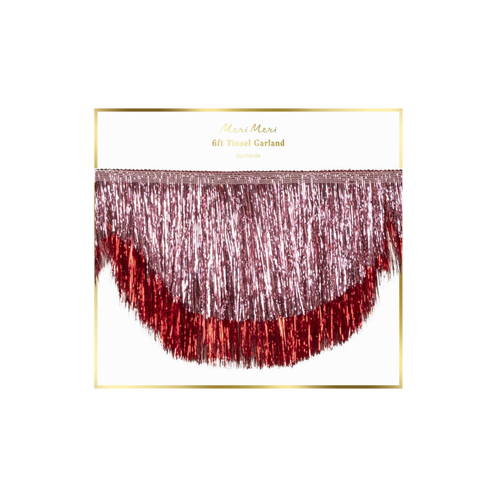 Pink Tinsel Scallop Christmas Garland | Meri Meri Christmas Garlands Bunting Pink Tinsel Scallop Christmas Garland