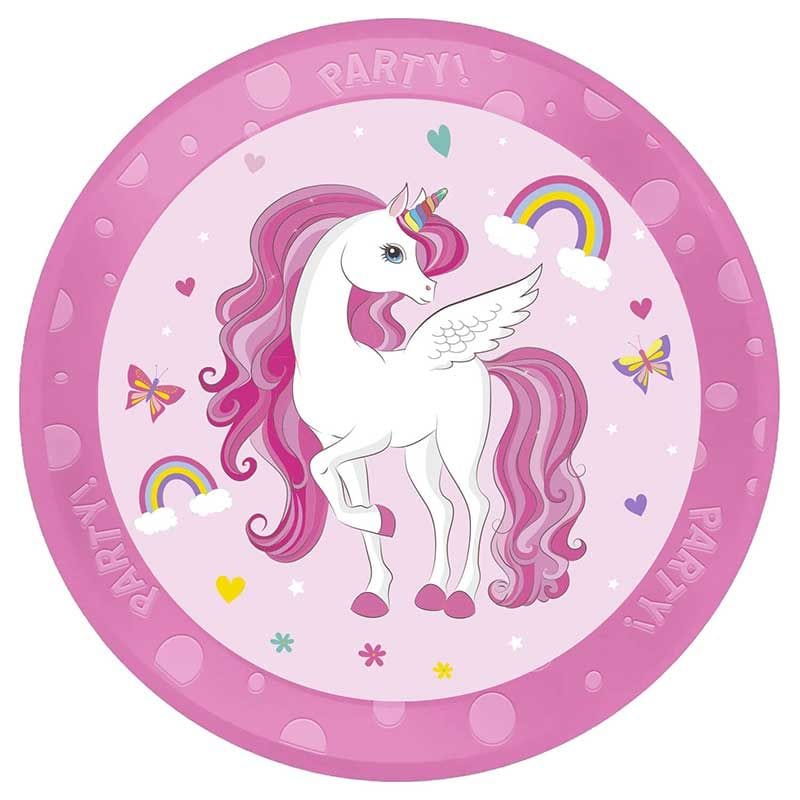 Pink Unicorn Reusable Party Plate - Unicorn Party Supplies party plates Pink Unicorn Reusable Party Plate