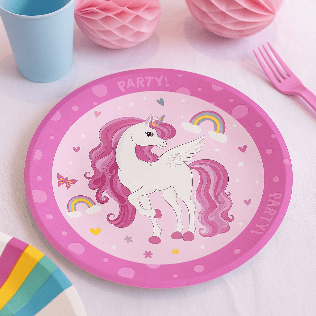 Pink Unicorn Reusable Party Plate - Unicorn Party Supplies party plates Pink Unicorn Reusable Party Plate
