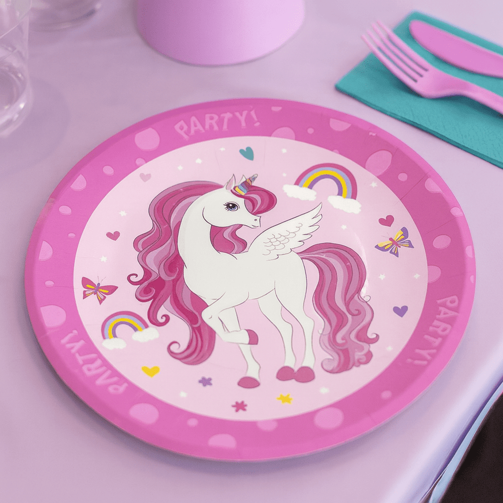 Pink Unicorn Reusable Party Plate - Unicorn Party Supplies party plates Pink Unicorn Reusable Party Plate
