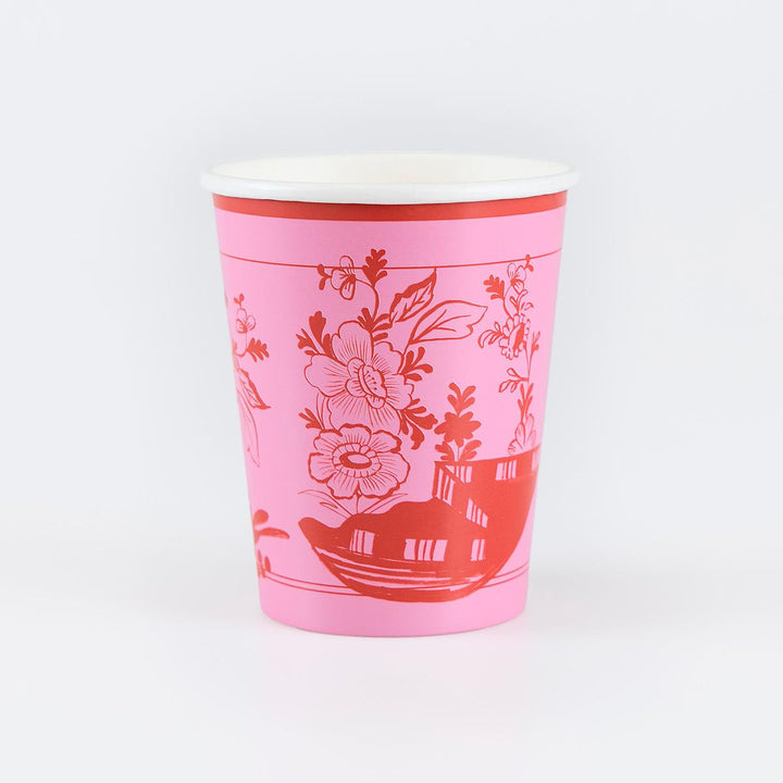 Pink Vintage Botanical Cups x8 | Meri Meri | Little Big Party Cups Pink Vintage Botanical Cups x8