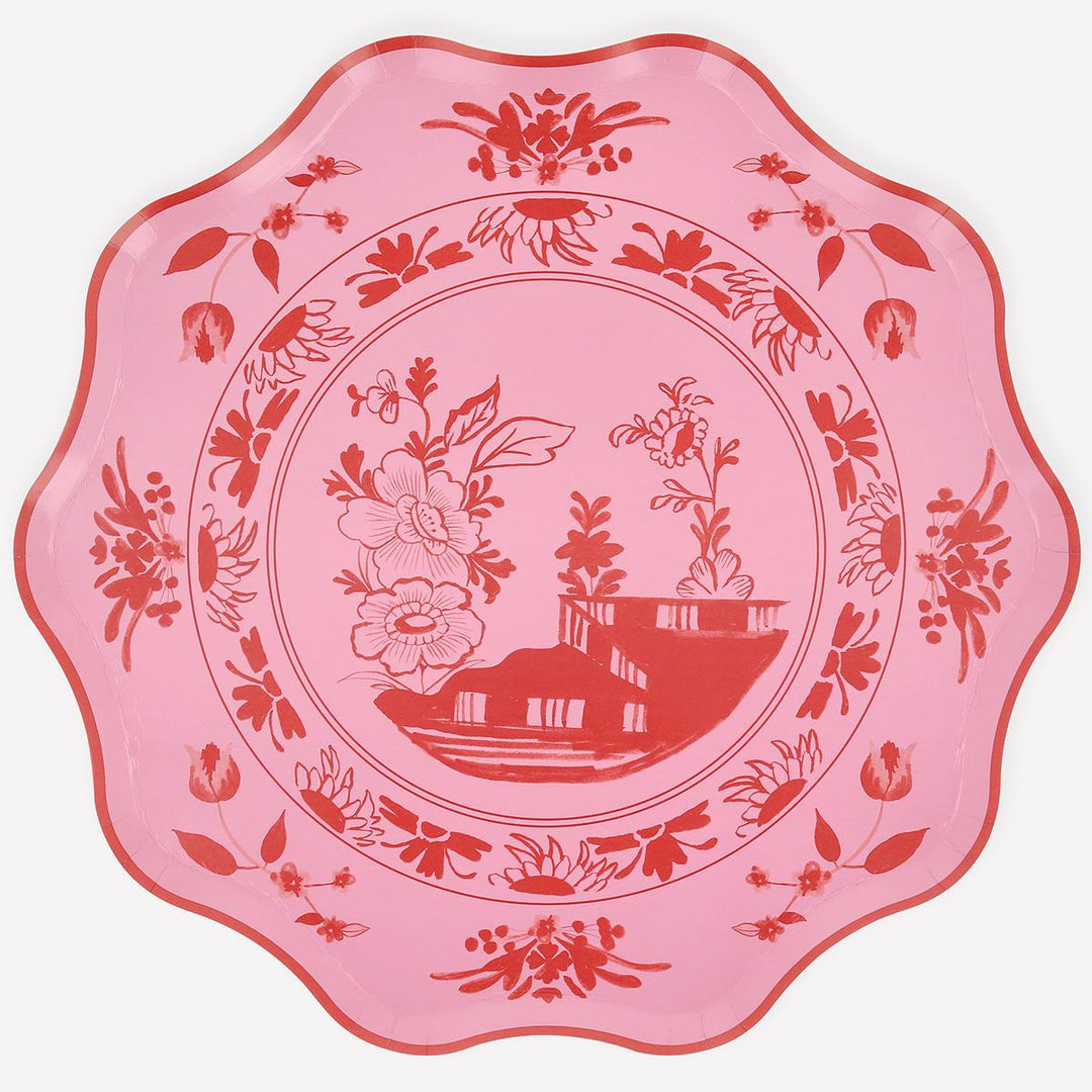 Pink Vintage Botanical Dinner Party Plates x 8 | Meri Meri party plates Pink Vintage Botanical Dinner Party Plates x 8