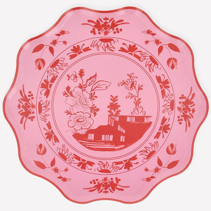 Pink Vintage Botanical Dinner Party Plates x 8 | Meri Meri party plates Pink Vintage Botanical Dinner Party Plates x 8