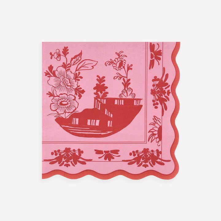 Pink Vintage Botanical Large Napkins x16 | Meri Meri | Little Big Party Napkins Pink Vintage Botanical Large Napkins x16