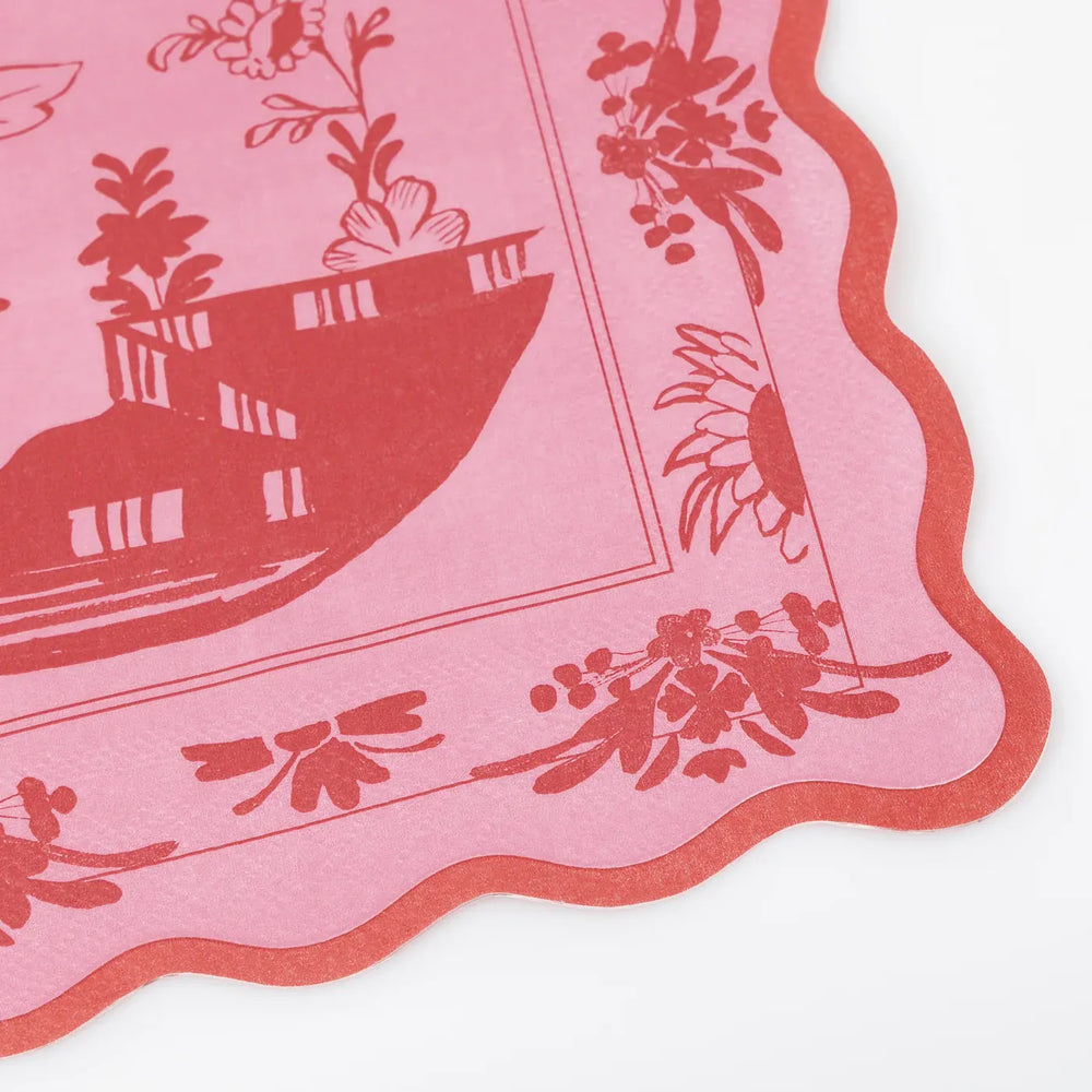 Pink Vintage Botanical Large Napkins x16 | Meri Meri Vintage Party UK Napkins Pink Vintage Botanical Large Napkins x 16