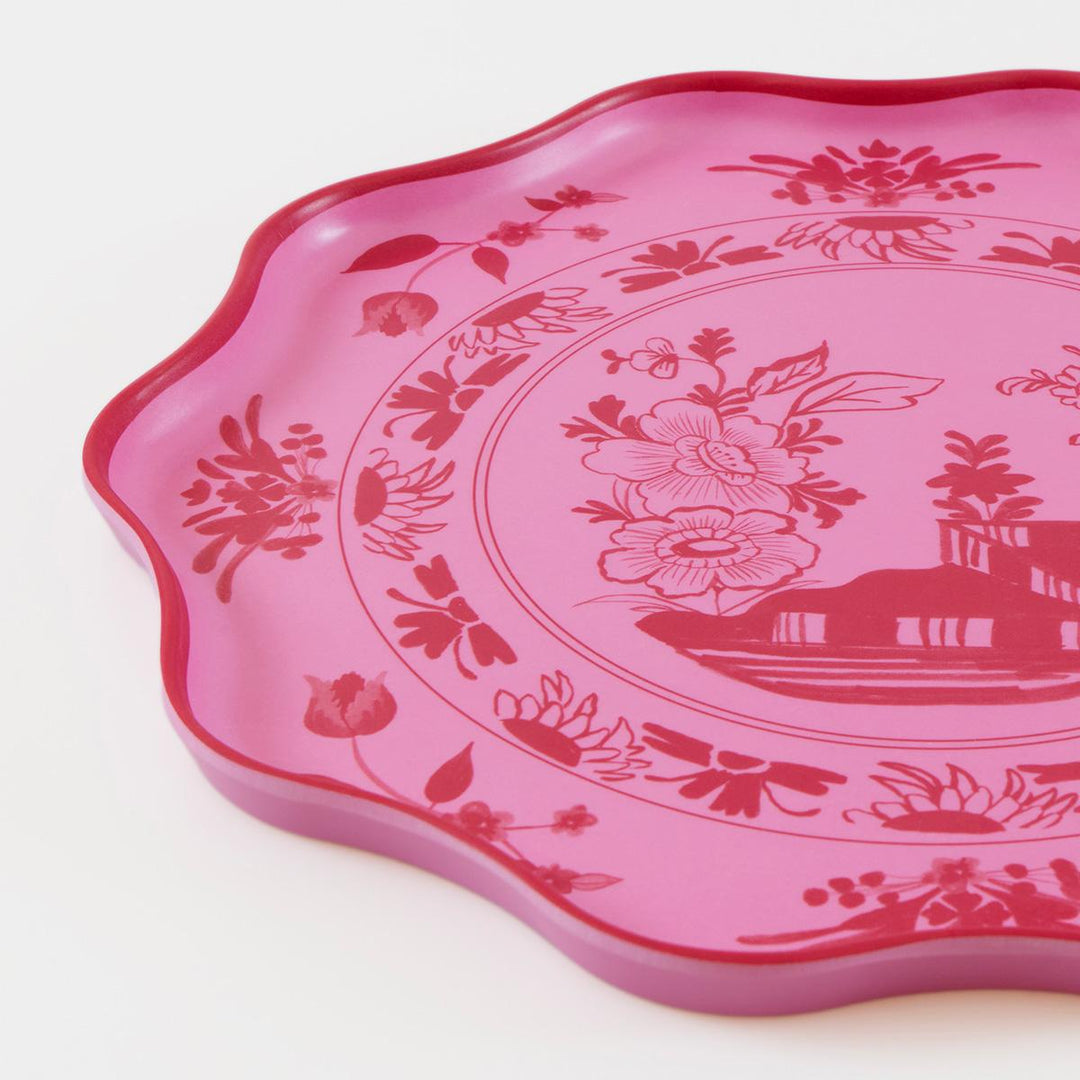 Pink Vintage Botanical Reusable Large Party Plates x 4 | Meri Meri party plates Pink Vintage Botanical Reusable Large Party Plates x 4