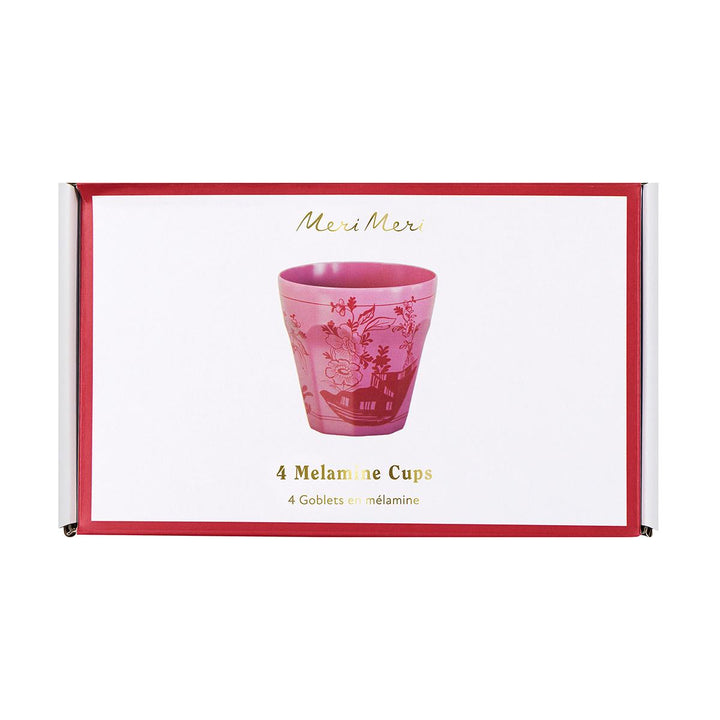 Pink Vintage Botanical Reusable Party Cups x 4 | Meri Meri party cups Pink Vintage Botanical Reusable Party Cups x 4