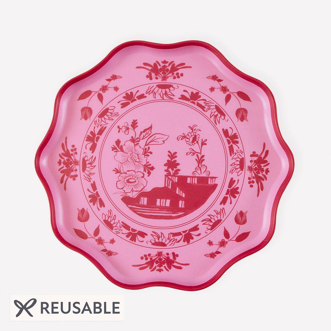 Pink Vintage Botanical Reusable Small Party Plates x 4 | Meri Meri party plates Pink Vintage Botanical Reusable Small Party Plates x 4