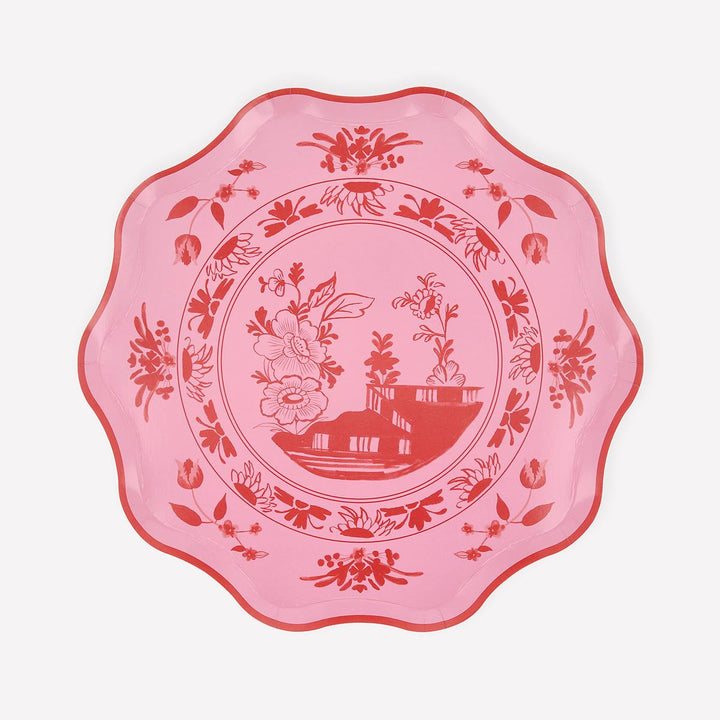 Pink Vintage Botanical Side Plates x8 | Meri Meri | Little Big Party Plates Pink Vintage Botanical Side Plates x8