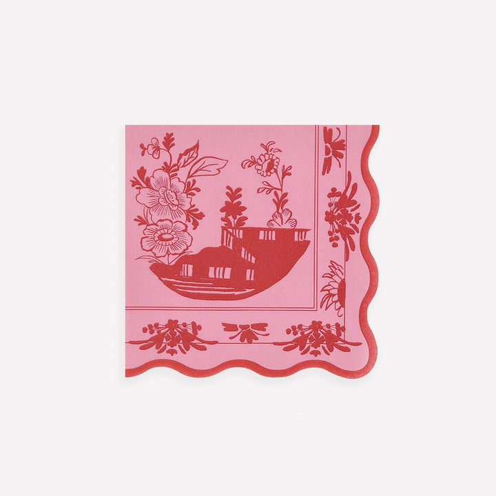 Pink Vintage Botanical Small Napkins x16 | Meri Meri | Little Big Party Napkins Pink Vintage Botanical Small Napkins x16